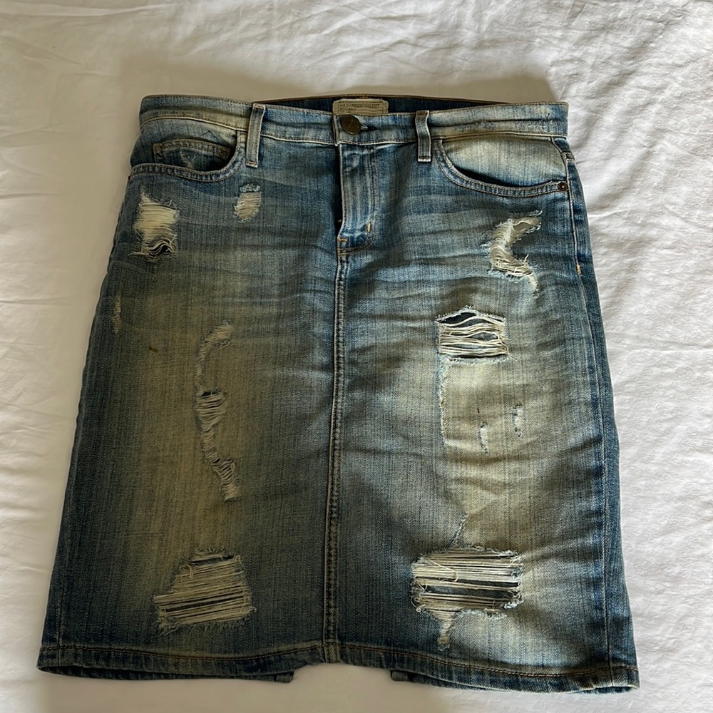 Current Eliott distressed denim skirt